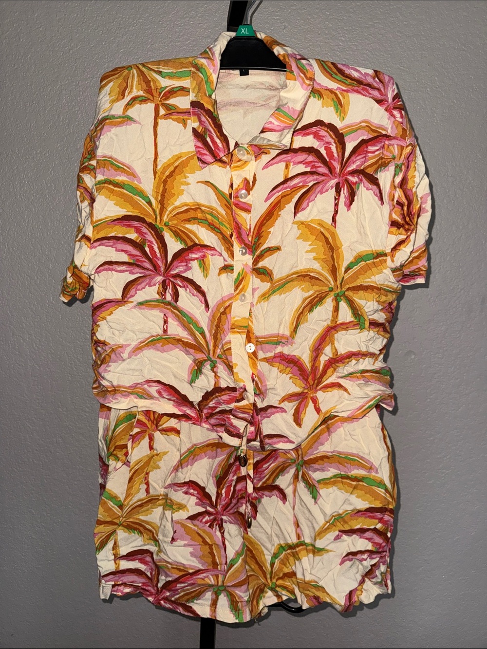 Club Z Collection Tropical Print Button-Up Swim Cover Up Set size large